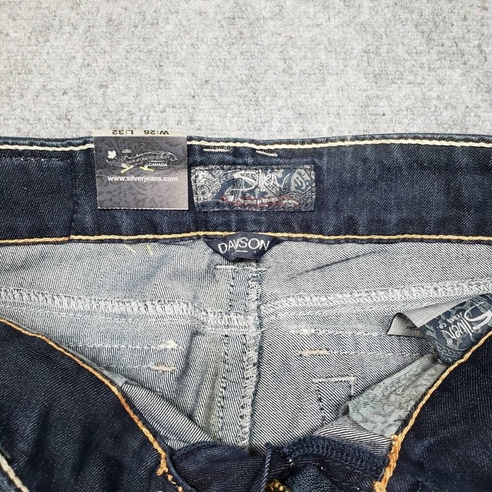 Silver Jeans Dawson Womens 26X32 Blue Bootcut Faded Embroidered Low Rise New - Picture 5 of 12